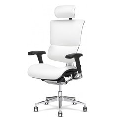 Ортопедическое кресло Expert Sail Leather, черный каркас, кожа белая фото 1