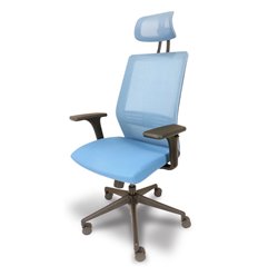Кресло для оператора FALTO Soul Blue, черный каркас, сетка-ткань, цвет синий фото 1