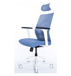 Кресло эргономичное FALTO Soul White Blue, белый каркас, сетка-ткань, цвет синий фото 1