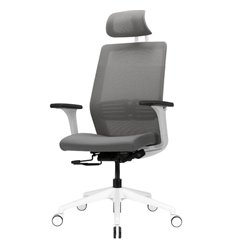 Кресло эргономичное FALTO Soul White Grey, белый каркас, сетка-ткань, цвет серый фото 1