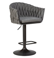 Барный стул DOBRIN Leon LM-9690 графитовый, ткань, черная сталь фото 1