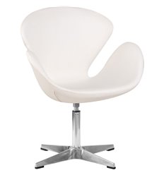 Офисное кресло DOBRIN SWAN LMO-69A белая экокожа, алюминиевое основание фото 1