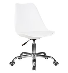 Офисное кресло DOBRIN Mickey LMZL-PP635D белый пластик, сиденье экокожа, основание хром фото 1