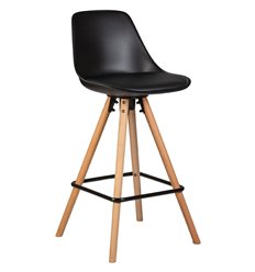 Барный стул DOBRIN Ronni LMZL-PP759A-1 черный пластик, сиденье экокожа,  ножки светлый бук фото 1