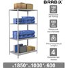 Стеллаж металлический BRABIX MS Plus-185/60-4, 1850х1000х600 мм, 4 полки, регулируемые опоры фото 1