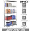 Стеллаж металлический BRABIX MS Plus-200/30-5, 2000х1000х300 мм, 5 полок, регулируемые опоры фото 1