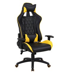 Офисное кресло BRABIX GT Master GM-110, две подушки, экокожа, черное/желтое фото 1