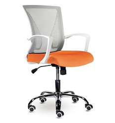 Компьютерное кресло BRABIX Wings MG-306, пластик белый, хром, сетка, серое/оранжевое фото 1