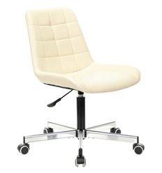 Офисное кресло BRABIX Deco MG-316, без подлокотников, хром, экокожа, слоновая кость фото 1