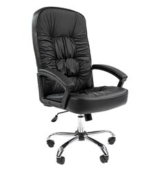 Кресло CHAIRMAN 418/black для руководителя, кожа, цвет черный