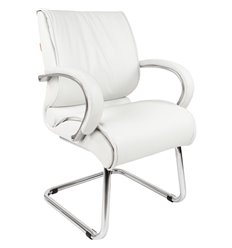 Кресло CHAIRMAN 445 White для посетителя, кожа, цвет белый