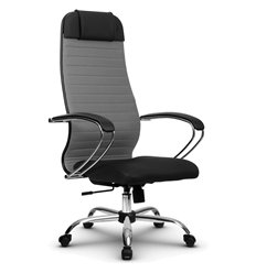 Кресло для руководителя Метта B 1b 21/К131 (Комплект 23) светло-серый, ткань, крестовина хром фото 1