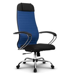 Кресло для руководителя Метта B 1b 21/К131 (Комплект 23) синий, ткань, крестовина хром фото 1
