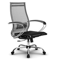 Эргономичное кресло для руководителя Метта B 2m 9/К131 (Комплект 9) серый, сетка, крестовина хром фото 1