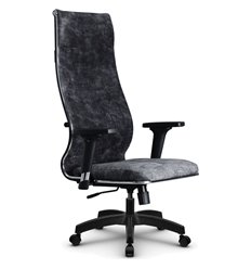 Эргономичное кресло для руководителя Метта L 1m 42/2D темно-серый, велюр, топ-ган, крестовина пластик фото 1