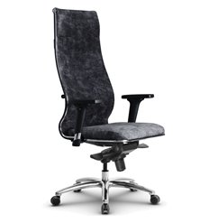 Кресло для руководителя Метта L 1m 42/2D темно-серый, велюр, мультиблок, крестовина алюминий фото 1