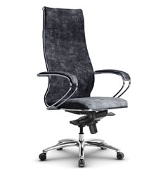 Кресло для руководителя Метта L 1m 42/K118 темно-серый, велюр, мультиблок, крестовина алюминий фото 1