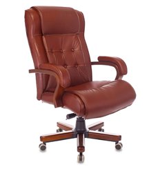 Кресло для руководителя Бюрократ T-9926WALNUT/CHOK, дерево, кожа, цвет светло-коричневый фото 1