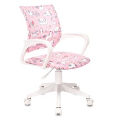 Офисное кресло Бюрократ BUROKIDS 1 W-UNICORN, белый пластик, цвет розовый единороги фото 1