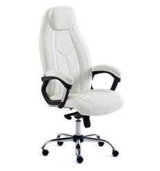 Офисное кресло TETCHAIR BOSS Люкс хром, экокожа, белый фото 1