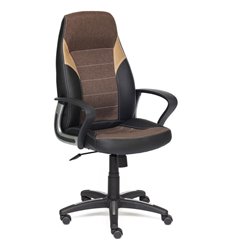 Офисное кресло TETCHAIR INTER экокожа/ткань, черный/коричневый/бронзовый фото 1