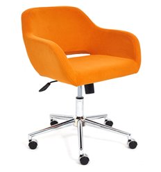 Офисное кресло TETCHAIR MODENA хром флок, оранжевый фото 1