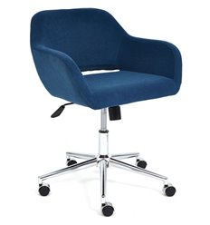 Офисное кресло TETCHAIR MODENA хром флок, синий фото 1