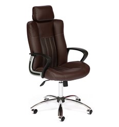 Офисное кресло TETCHAIR OXFORD хром экокожа, темно-коричневый фото 1