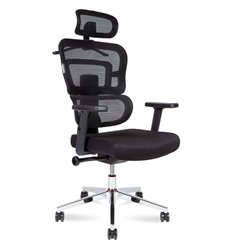 Кресло для руководителя NORDEN Ergo, хром, сетка/ткань, цвет черный, фото 1