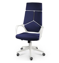 Кресло для руководителя NORDEN IQ White plastic Dark Blue, белый пластик, темно-синяя ткань фото 1