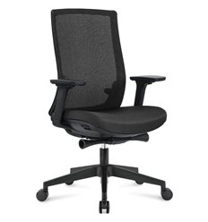 Кресло для руководителя NORDEN Ruby black LB, черный пластик, черная сетка, черная ткань			 фото 1