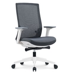 Эргономичное кресло для руководителя NORDEN Ruby LB, белый пластик, серая сетка, серая ткань фото 1