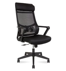 Кресло для руководителя NORDEN Tender, черный пластик, черная сетка, черная ткань фото 1
