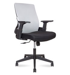 Офисное кресло NORDEN Terra LB, черный пластик, серая сетка, черная ткань фото 1
