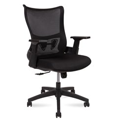 Офисное кресло NORDEN Wave T LB, черный пластик, черная сетка, черная ткань фото 1