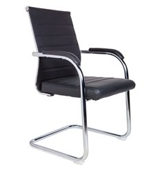 Кресло для посетителя NORDEN Авалон CF, хром, черная экокожа фото 1