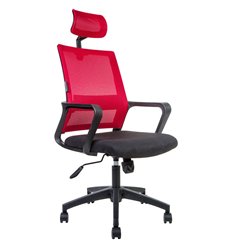 Офисное кресло NORDEN Бит, черный пластик, красная сетка, черная ткань фото 1