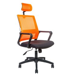 Компьютерное кресло NORDEN Бит, черный пластик, оранжевая сетка, черная ткань фото 1