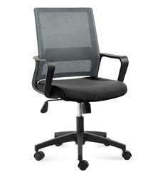 Офисное кресло NORDEN Бит LB, черный пластик, темно-серая сетка, черная ткань фото 1