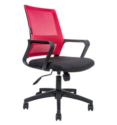 Офисное кресло NORDEN Бит LB, черный пластик, красная сетка, черная ткань фото 1