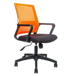 Кресло для оператора NORDEN Бит LB, черный пластик, оранжевая сетка, черная ткань фото 1