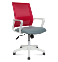 Кресло для оператора NORDEN Бит LB, белый пластик, красная сетка, темно-серая ткань фото 1
