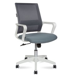 Офисное кресло NORDEN Бит LB, белый пластик, серая сетка, темно-серая ткань фото 1