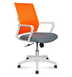 Офисное кресло NORDEN Бит LB, белый пластик, оранжевая сетка, темно-серая ткань фото 1