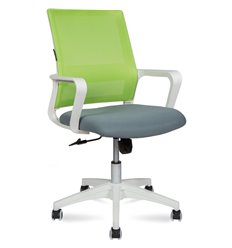 Офисное кресло NORDEN Бит LB, белый пластик, зеленая сетка, темно-серая ткань фото 1