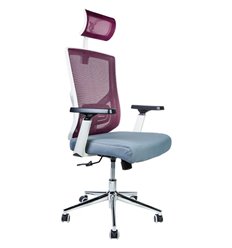 Офисное кресло NORDEN Гарда SL, белый пластик, вишневая сетка, серая ткань фото 1