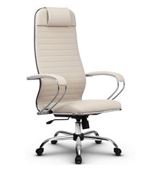 Эргономичное кресло для руководителя Метта B 1m 17K1/K131 (Комплект 17) светло-бежевый, экокожа MPRU, крестовина хром фото 1