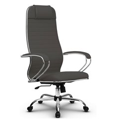 Эргономичное кресло для руководителя Метта B 1m 17K1/K131 (Комплект 17) серый, экокожа MPRU, крестовина хром фото 1