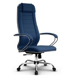 Эргономичное кресло для руководителя Метта B 1m 32P/K127 (Комплект 29) Pilot синий, ткань Bahama, крестовина хром фото 1