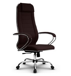 Эргономичное кресло для руководителя Метта B 1m 32P/K127 (Комплект 29) Pilot темно-коричневый, ткань Bahama, крестовина хром фото 1